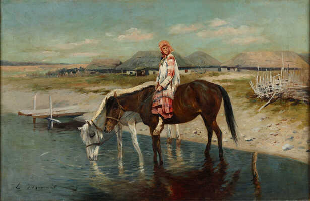 Ворошилов Сергей Семенович. Красавица в национальной одежде верхом на лошади